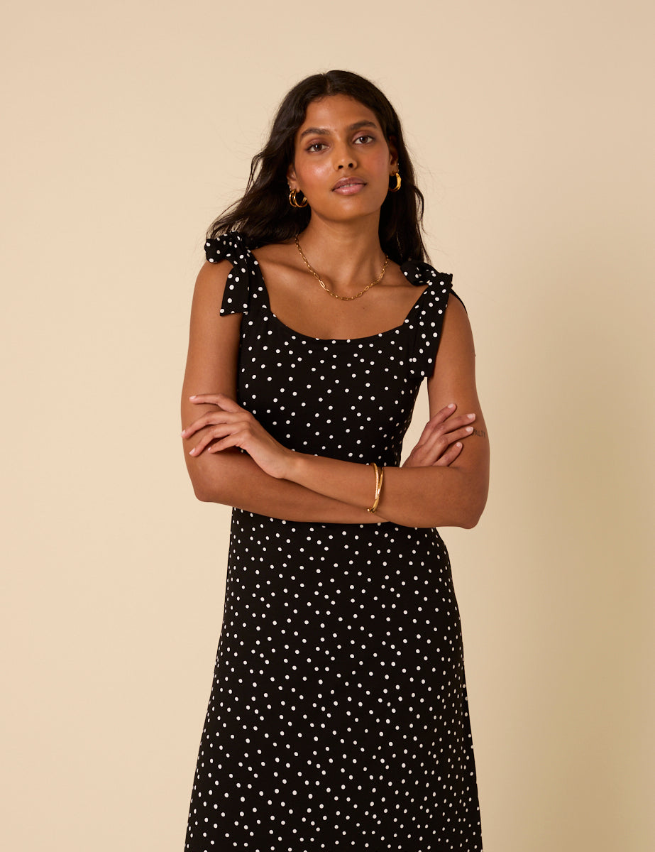 Black Floral Alexa Midi Dress